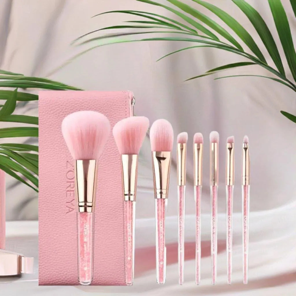 PINK QUICKSAND MAKEUP BRUSH SET: ADD GLAMOUR TO YOUR BEAUTY ARSENAL! - beauty, brush, makeup, Makeup Brush, pink, quicksand, routine , MayasBeautyPalace , www.mayasbeautypalace.com , Kit