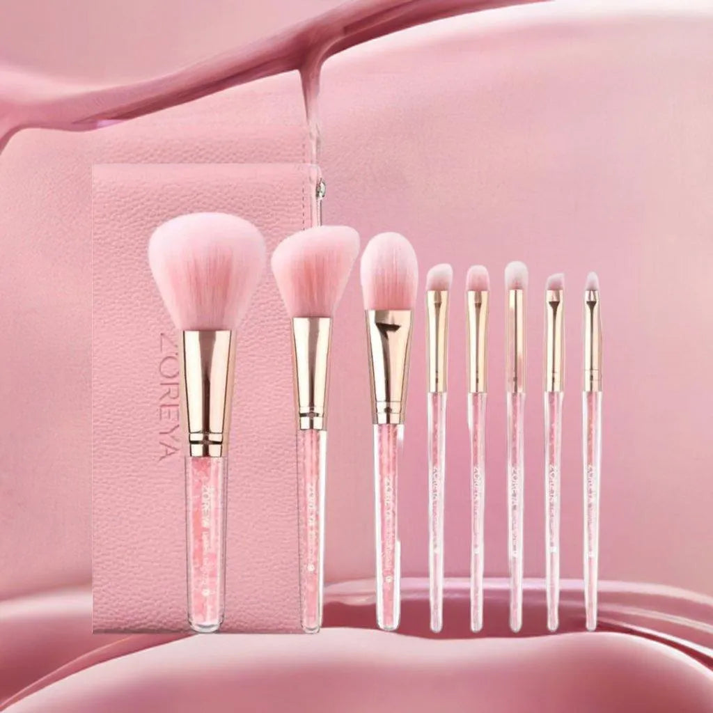 PINK QUICKSAND MAKEUP BRUSH SET: ADD GLAMOUR TO YOUR BEAUTY ARSENAL! - beauty, brush, makeup, Makeup Brush, pink, quicksand, routine , MayasBeautyPalace , www.mayasbeautypalace.com , Kit