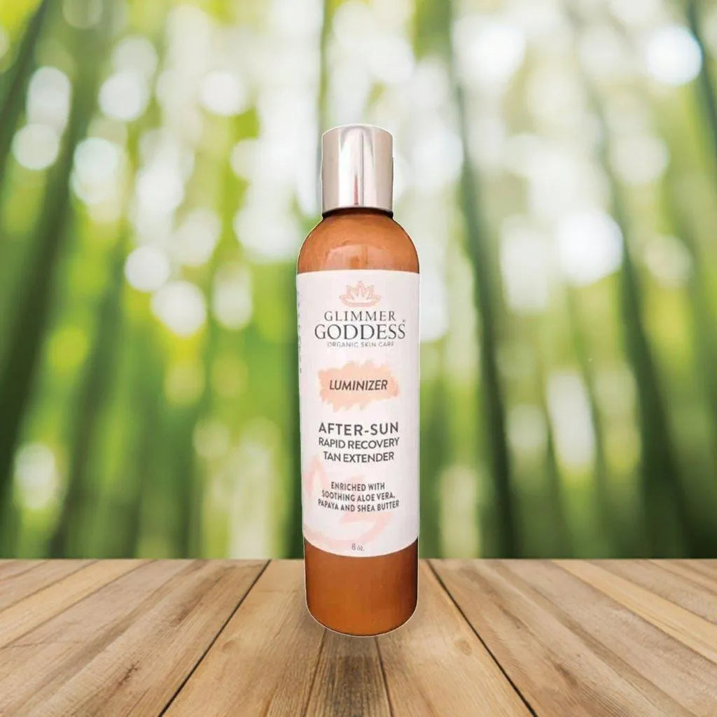 ORGANIC AFTER SUN LOTION & TAN EXTENDER + LUMINIZING SHIMMER - after, Beauty, extender, glow, lotion, Luminizing shimmer, natural, Natural after sun lotion, organic, Organic Skincare, skin, summer, Tan extender , MayasBeautyPalace , www.mayasbeautypalace.com , Beauty & Skincare