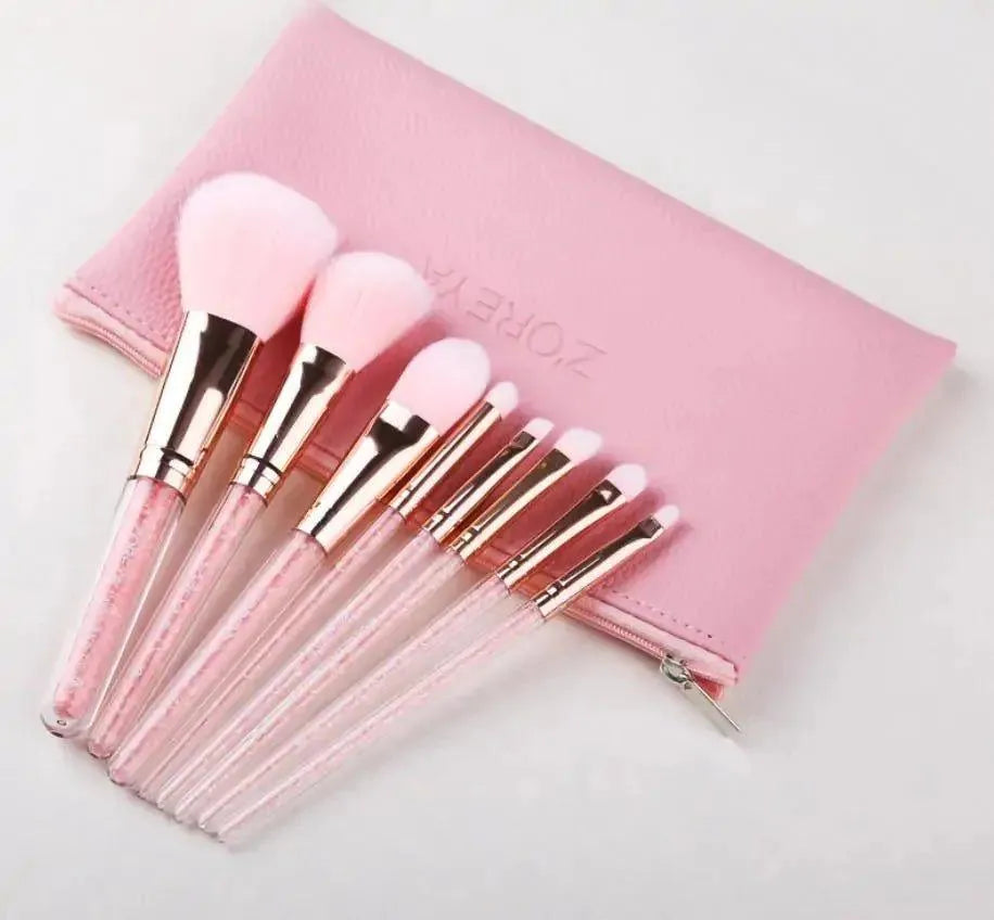 PINK QUICKSAND MAKEUP BRUSH SET: ADD GLAMOUR TO YOUR BEAUTY ARSENAL! - beauty, brush, makeup, Makeup Brush, pink, quicksand, routine , MayasBeautyPalace , www.mayasbeautypalace.com , Kit
